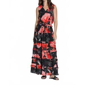 NEW APNY tiered maxi dress in abstract rouge